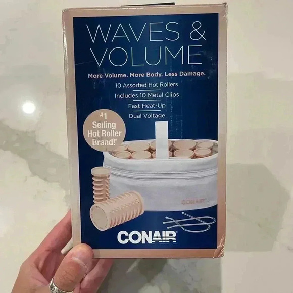 Conair Waves and Volume 10 Assorted Sizes Hot Rollers & Metal Clips Includes Bag - Picture 1 of 5